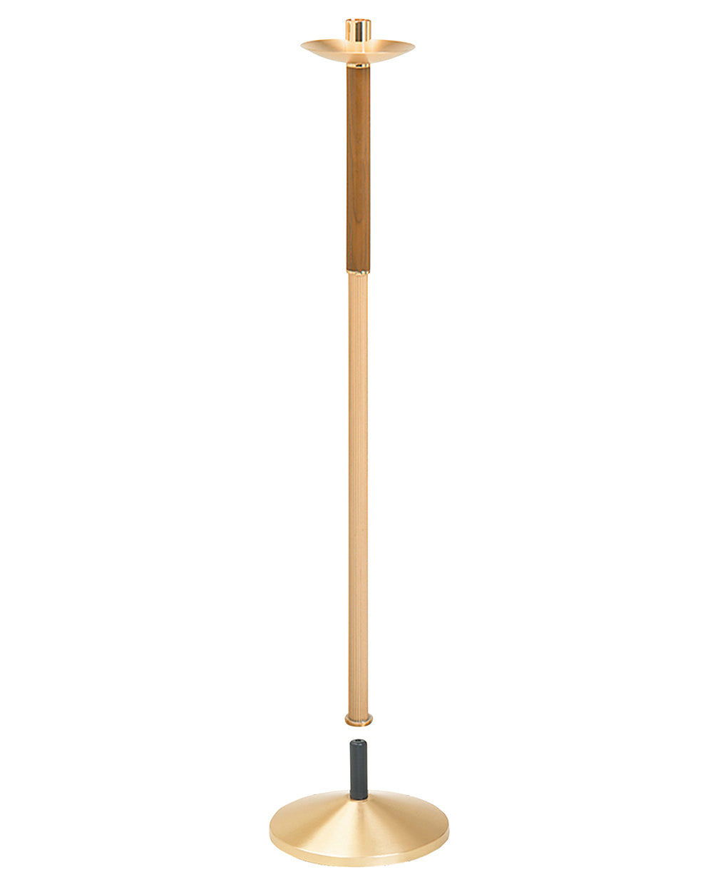 Candelabro de procesión de nogal y bronce de 42"