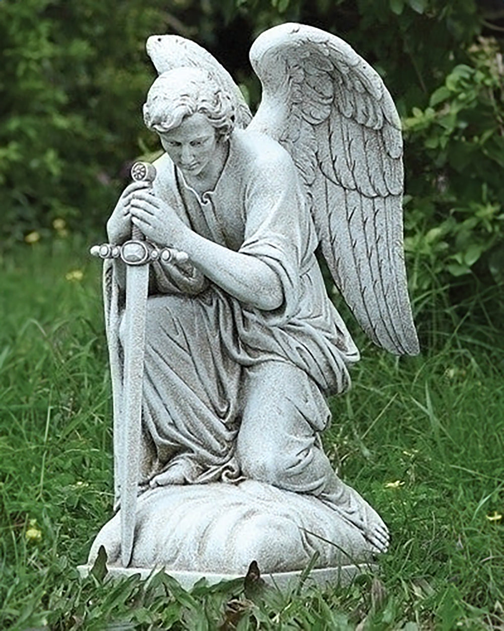 Kneeling Male Angel Garden Statue 13"