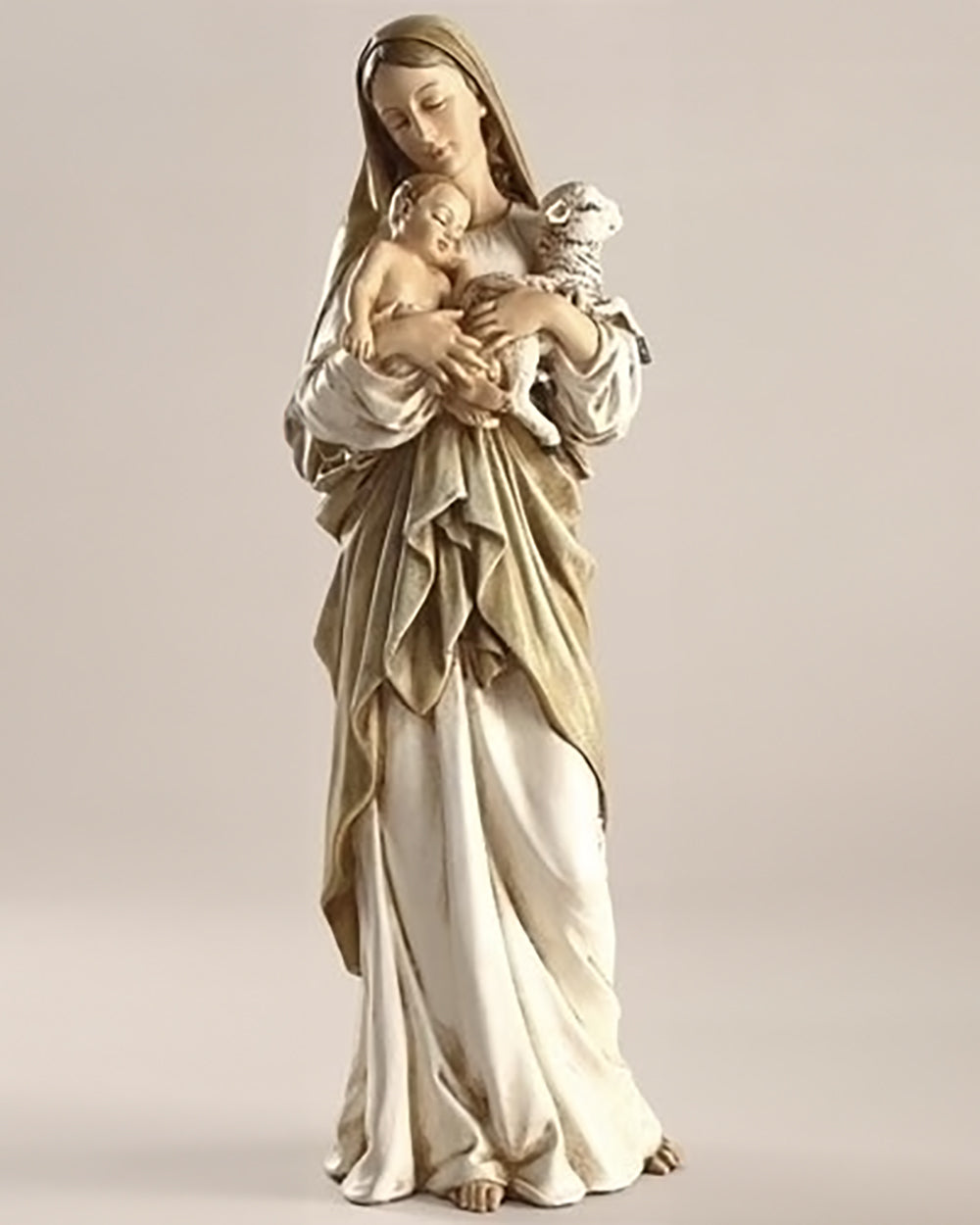 Madonna and Child with Lamb Statue 12"