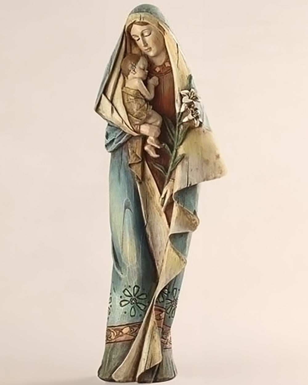 Madonna and Child with Lily Statue 13"