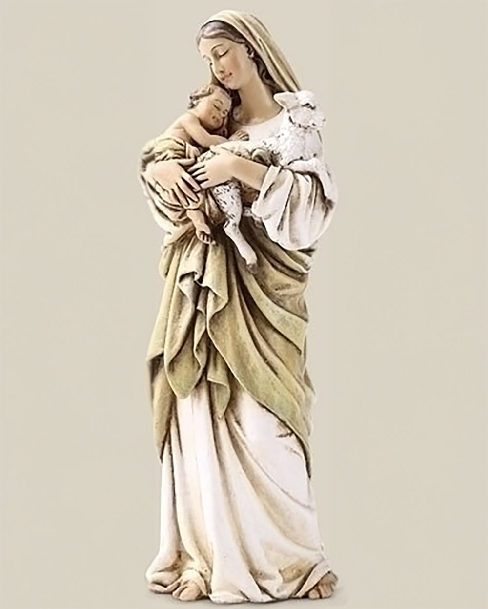 Madonna and Child With Lamb Statue 6"
