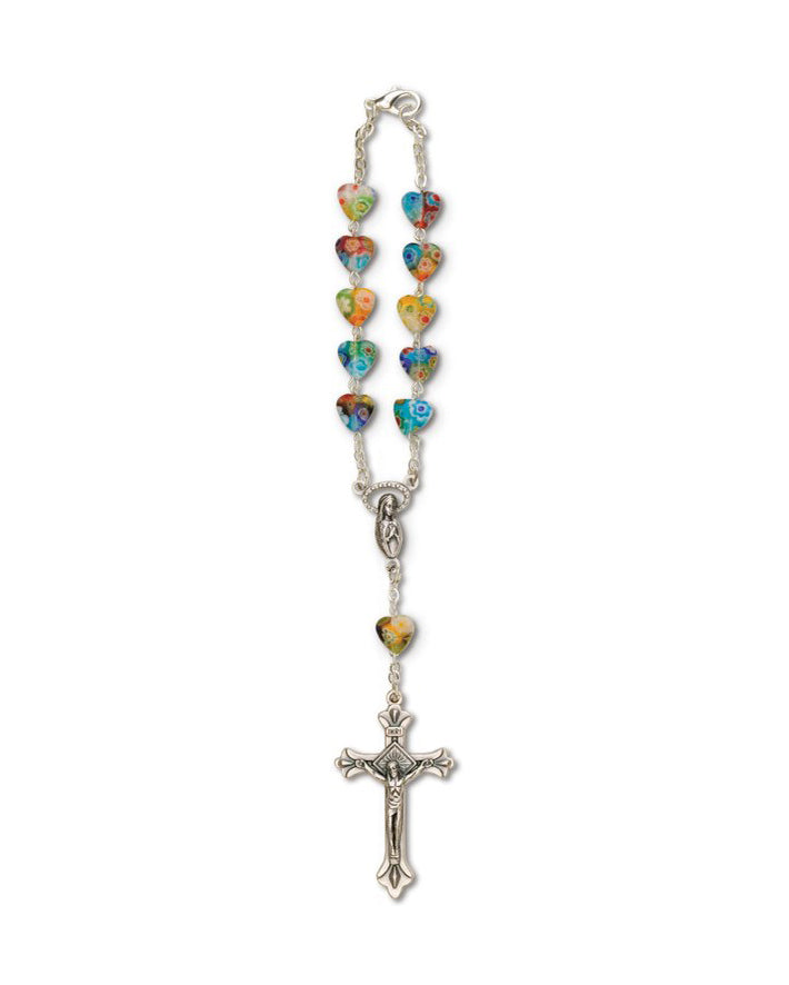 Multicolour Heart Auto Rosary