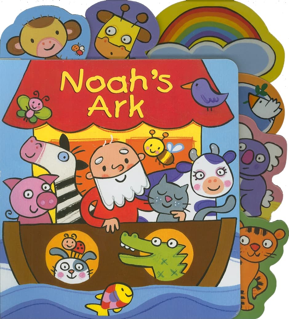 Children's book cover of 'Noah's Ark' with colorful illustrations of animals and Noah.