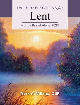 Book cover of 'Daily Reflections for Lent' with a sunset over a lake and trees.
