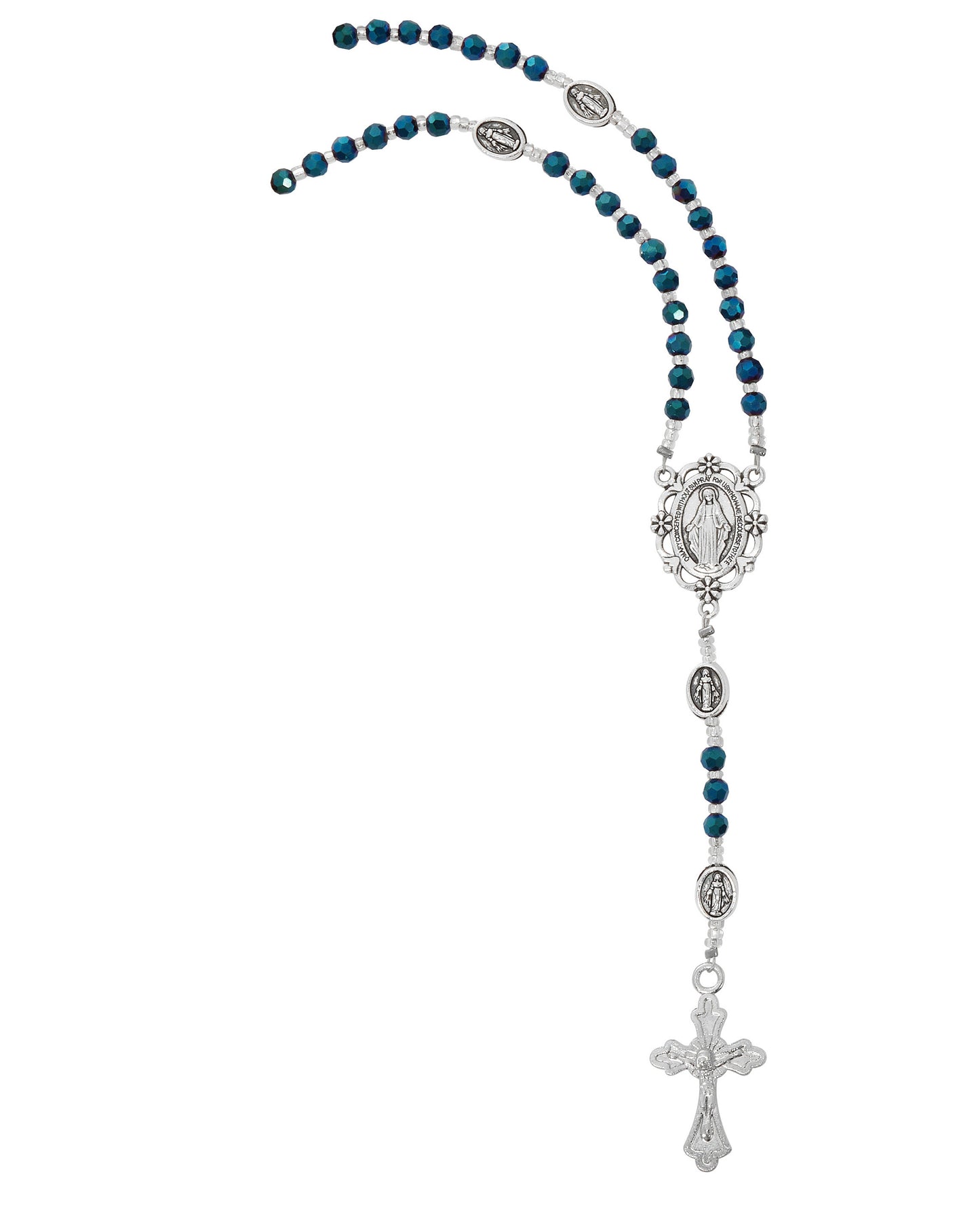 Blue Crystal Rosary Necklace