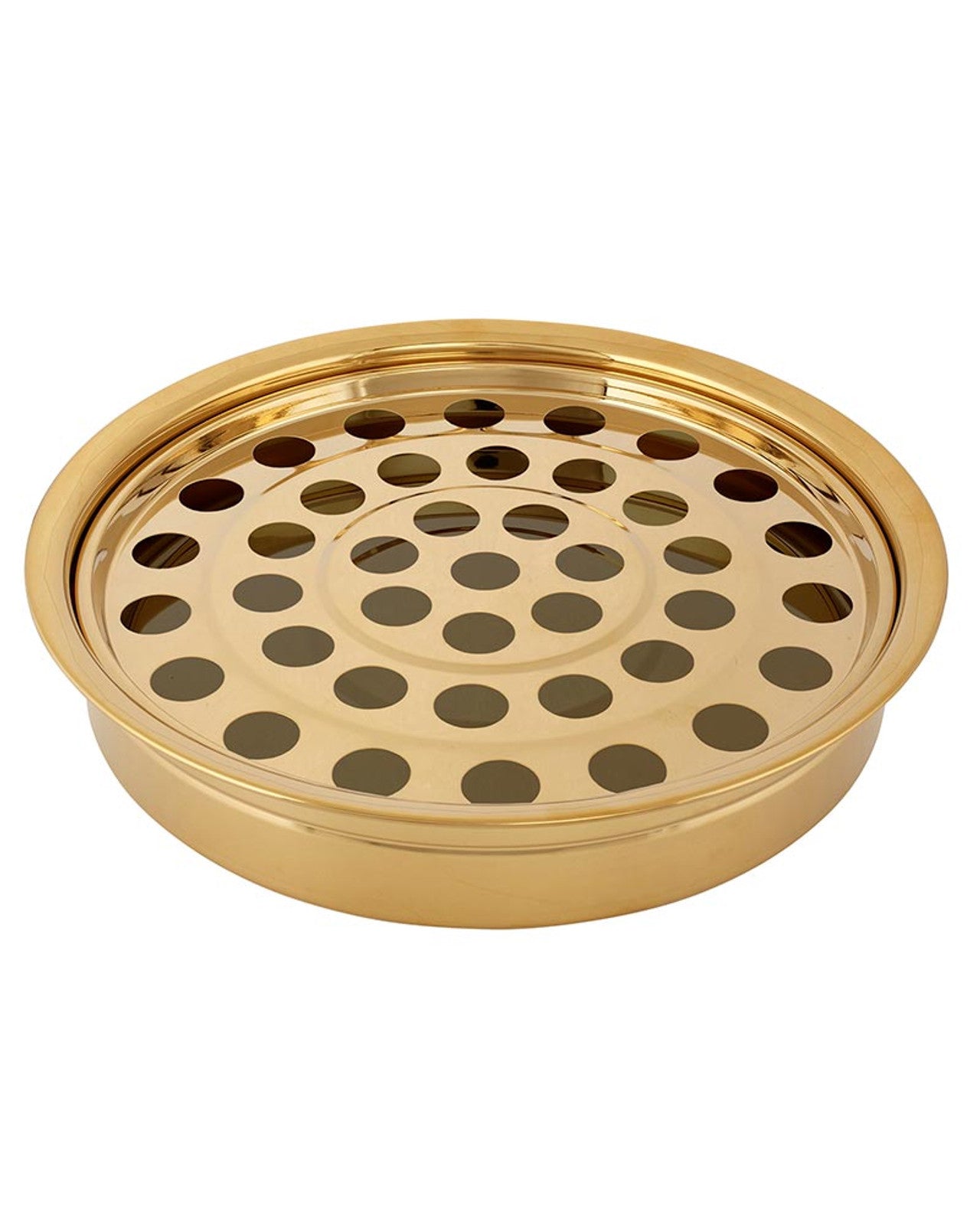 Stackable Communion Tray Brass-Finish 12-3/8"