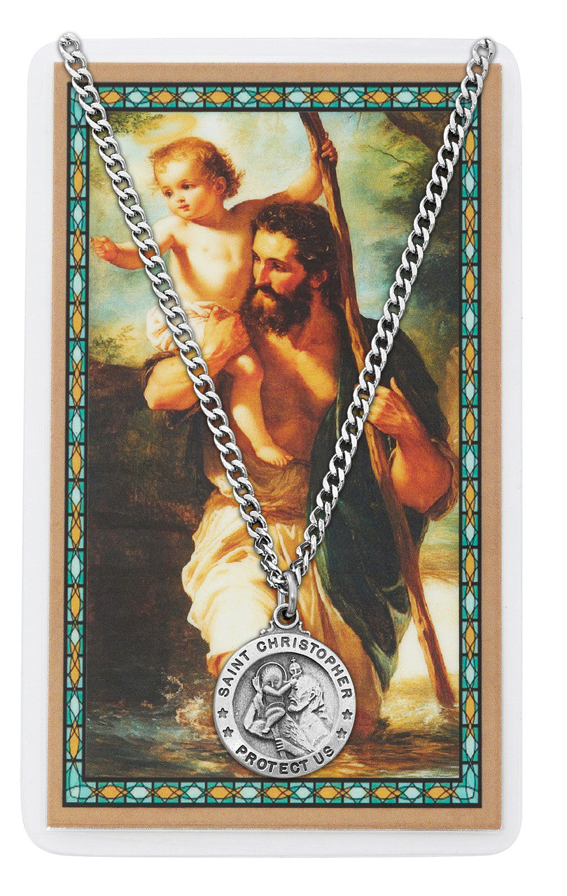 Collar de medalla de San Cristóbal de peltre