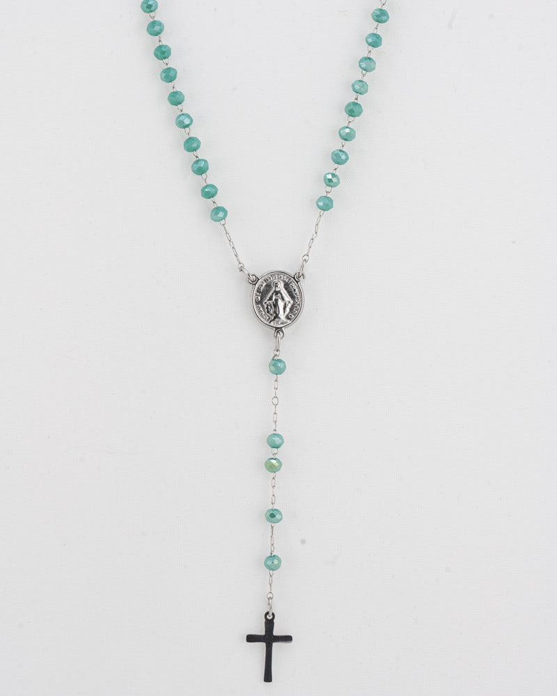 Rosario de aguamarina y plata