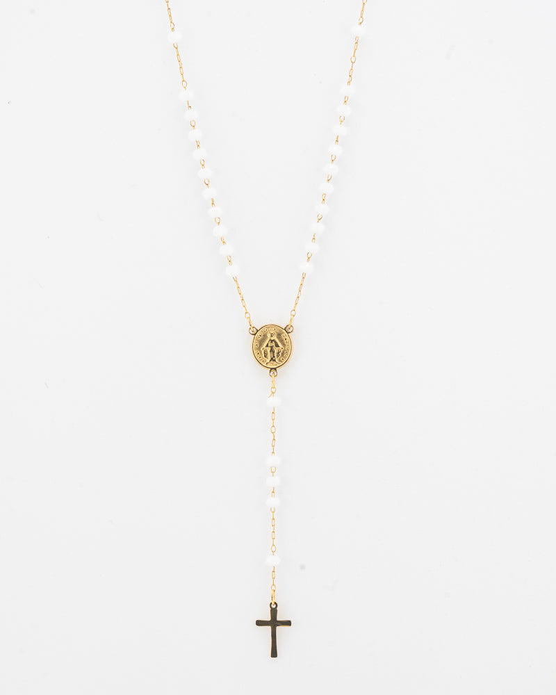Chapelet Collier Blanc et Or