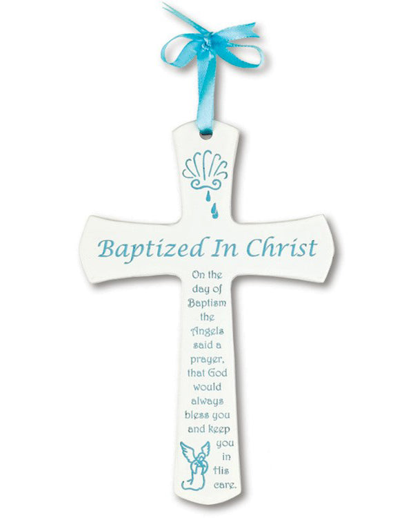 Baptized in Christ Wood Cross 6"