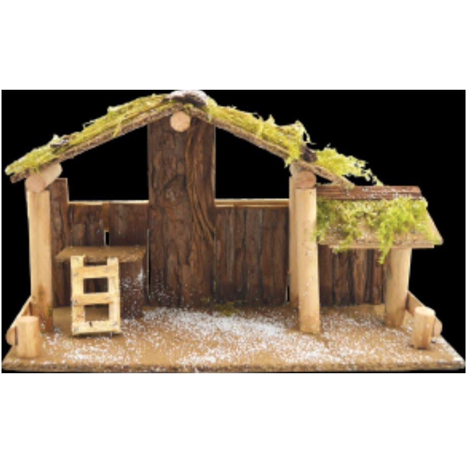 Wood Stable with Grass for Nativity Scene 9x16"