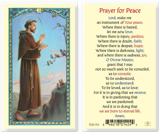 Saint Francis Prayer for Peace Holy Card