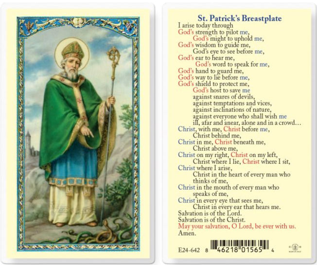 Prayer to St. Patrick's Breastplate Holy Card