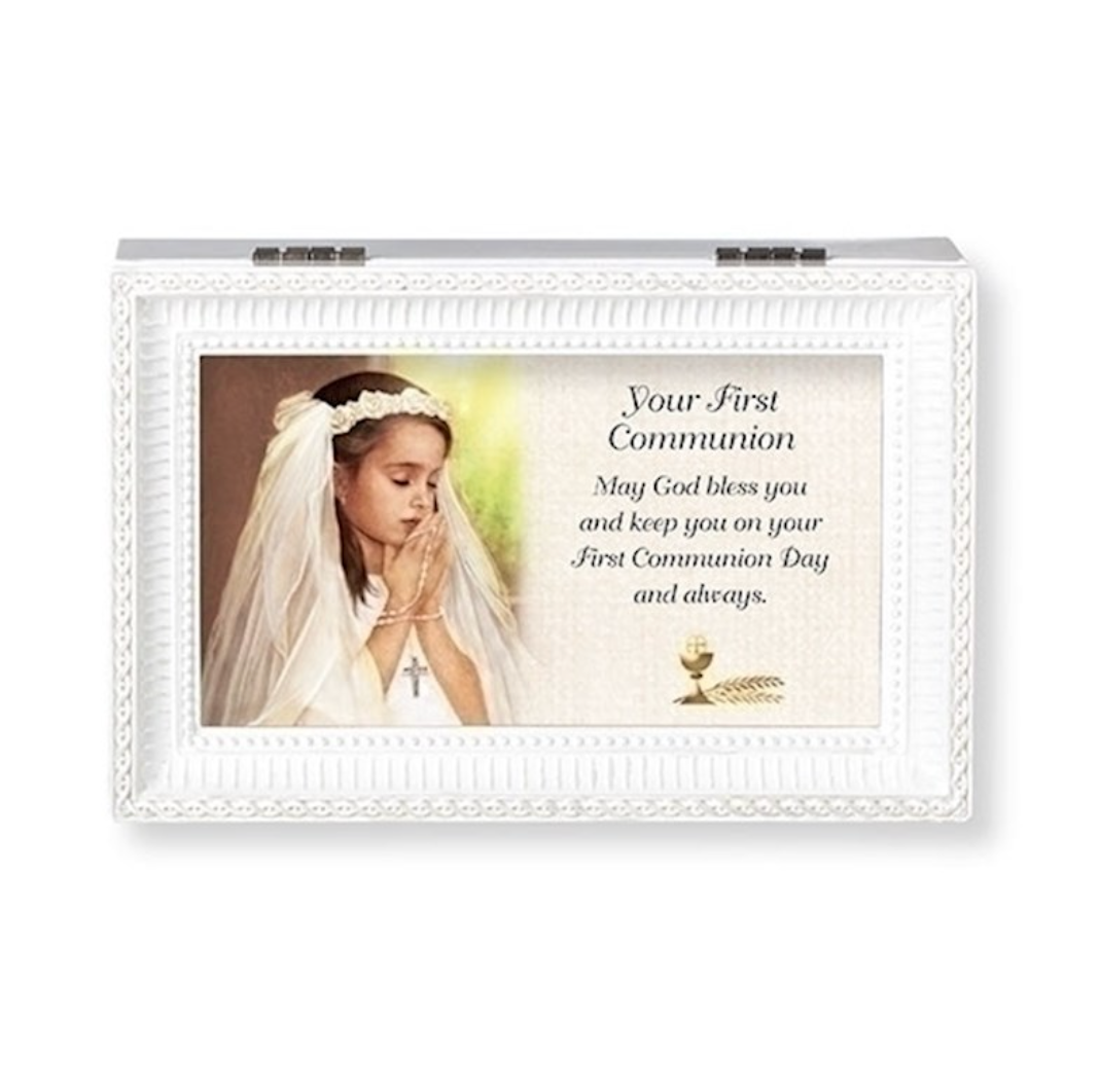 Music Box: May God Bless You on Your First Communion (White)