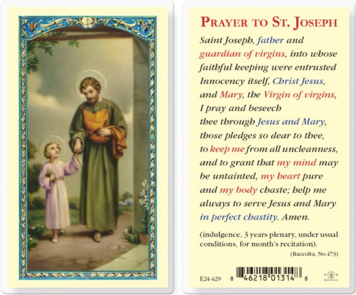 Prayer to St. Joseph Holy Card