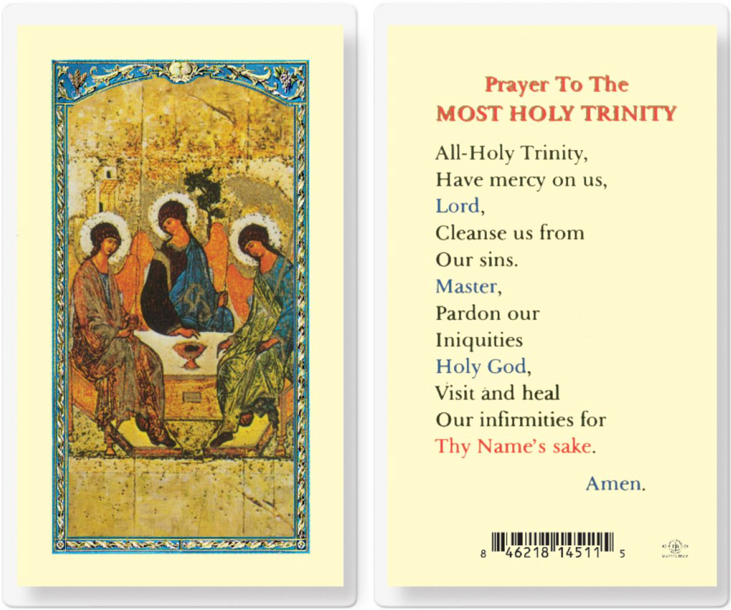 Prayer to the Most Holy Trinity Holy Card