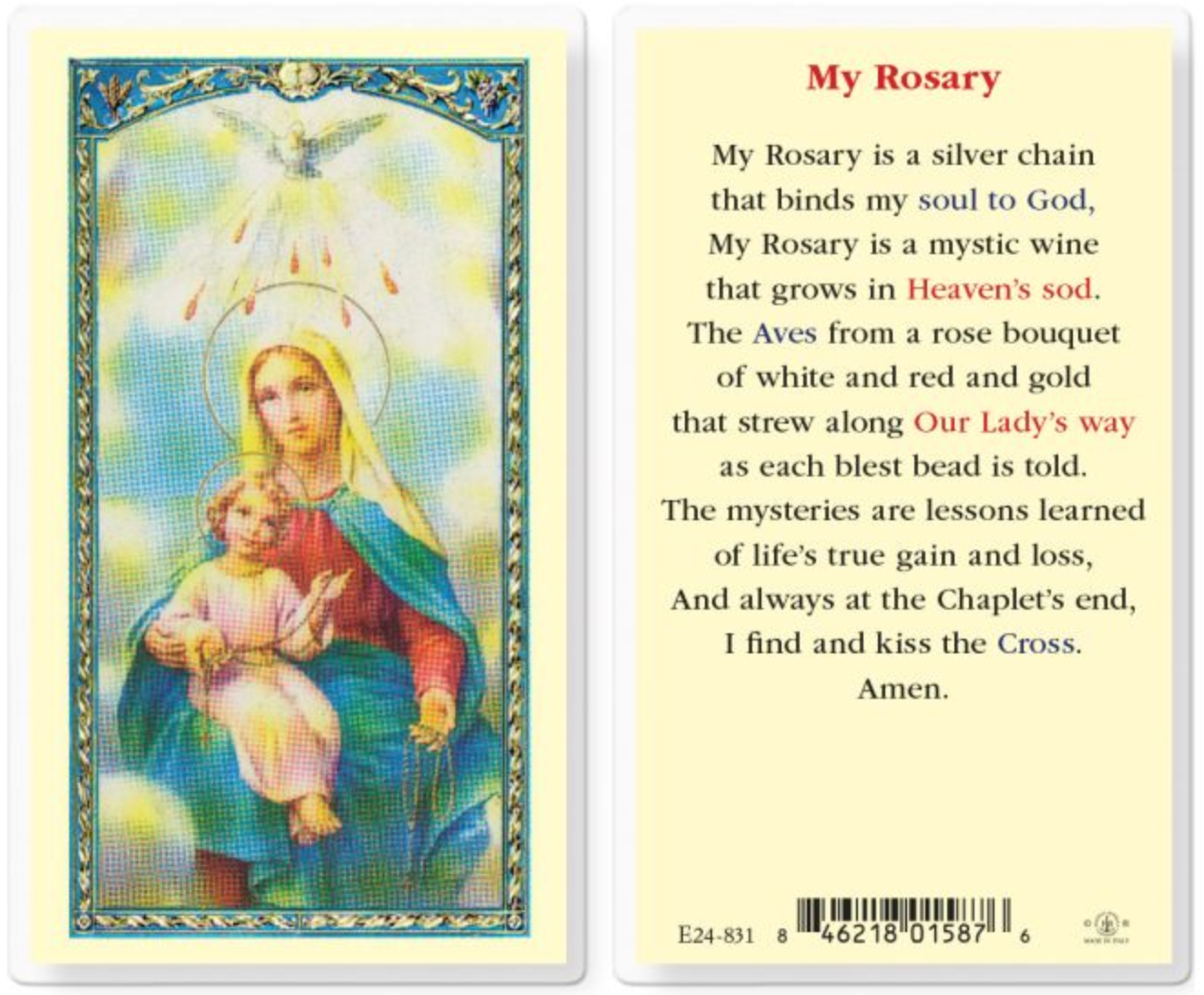 Ma carte de prière du Rosaire