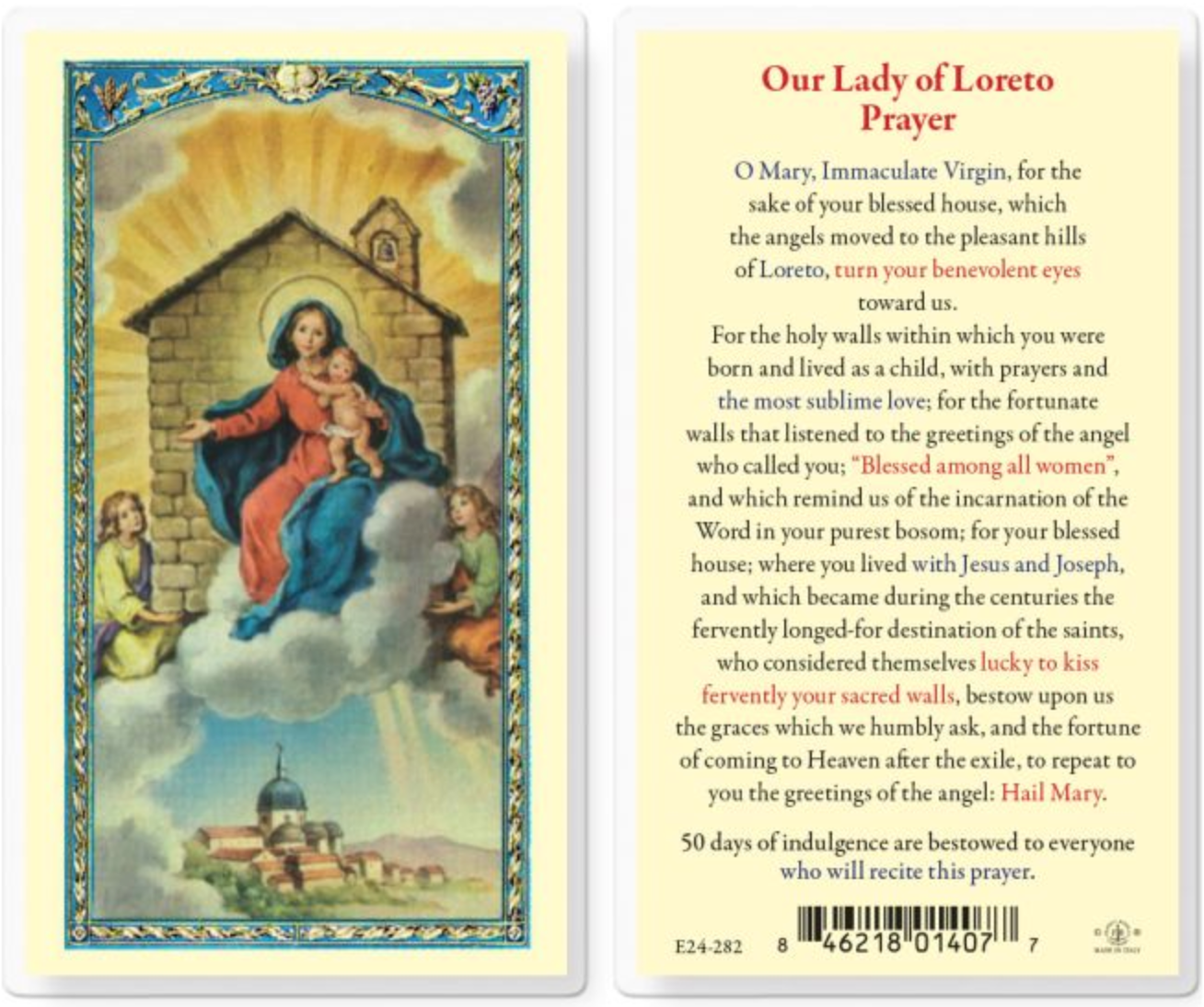 Our Lady of Loreto Holy Card