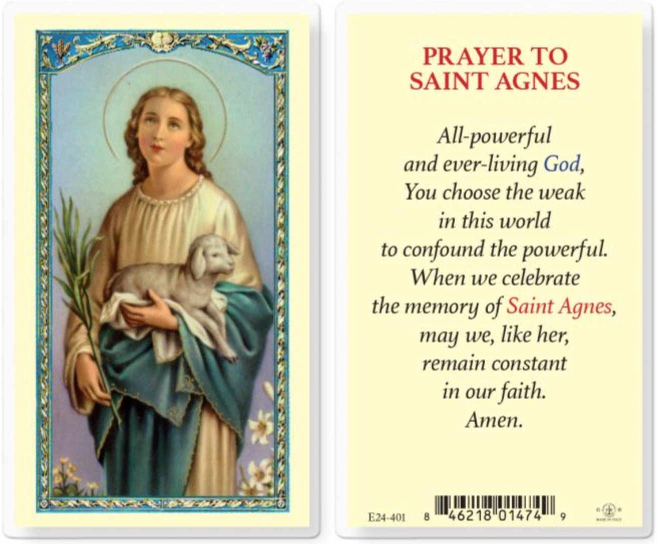 Saint Agnes Holy Card