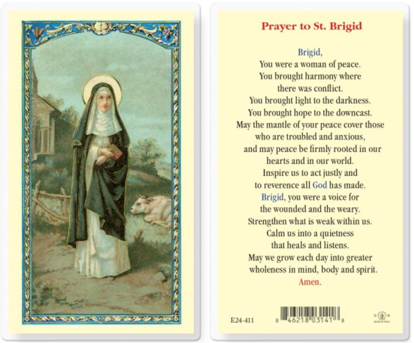 Saint Brigid Holy Card