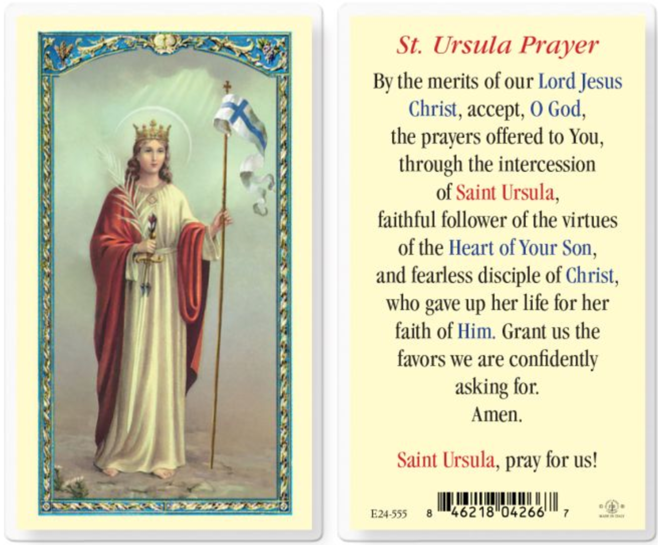 Saint Ursula Holy Card