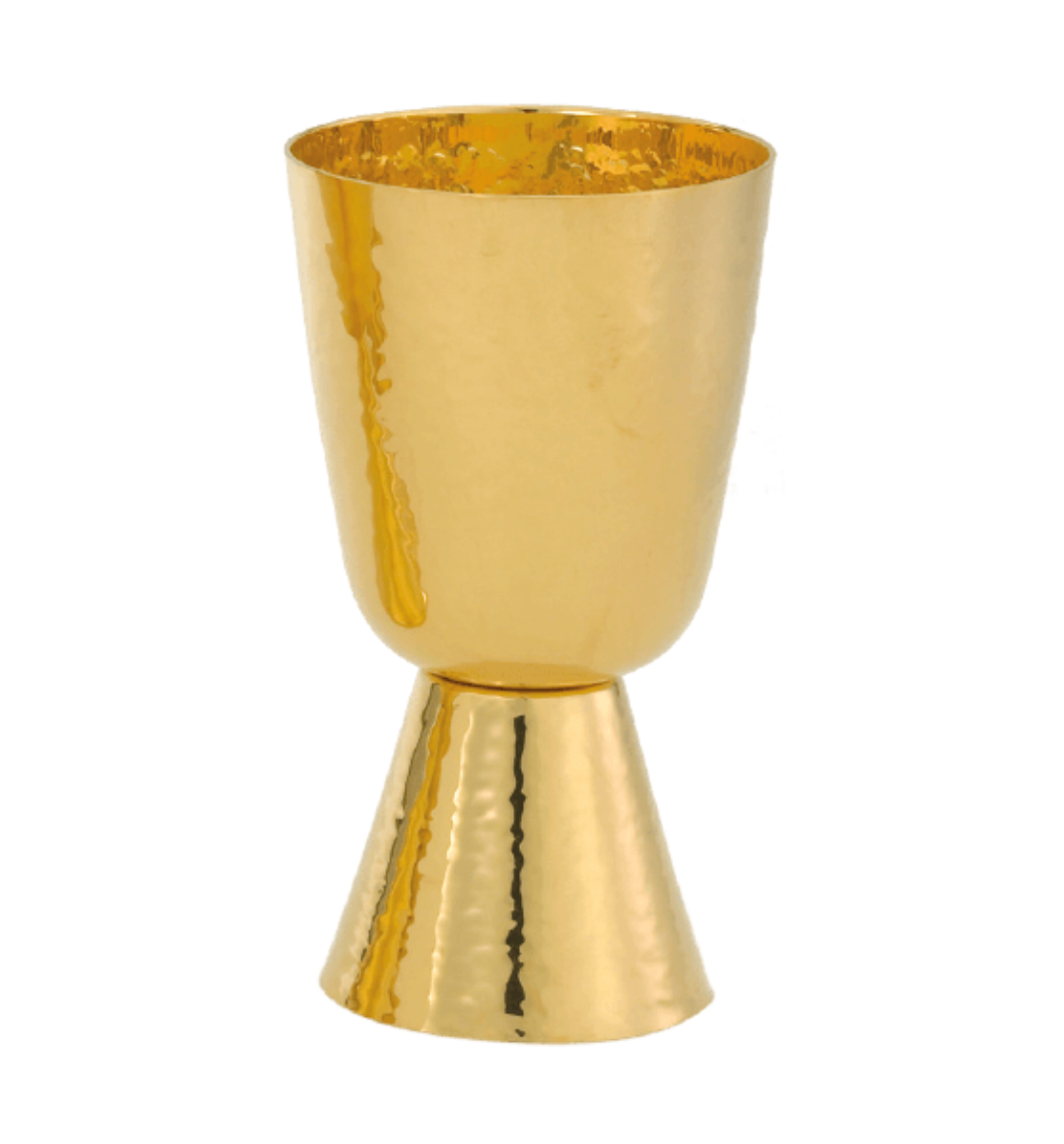 Cáliz de Comunión Bañado en Oro de 24K - Textura Martillada 10oz