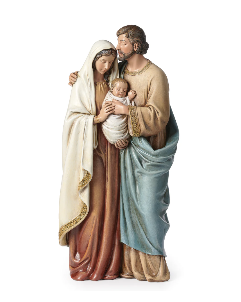 Holy Family Statue - Joseph Kissing Mary's Head, 13"