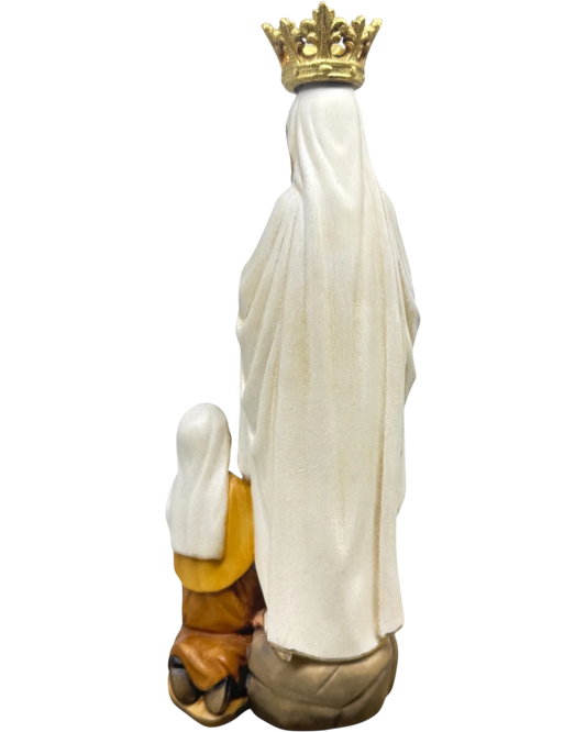 Sculpture Our Lady of Lourdes and Bernadette in Val Gardena Wood, Colour