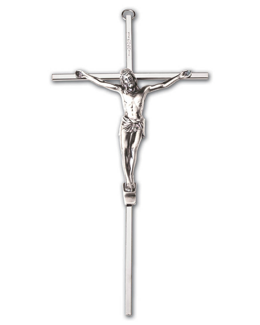 Silver Wall Crucifix 10"