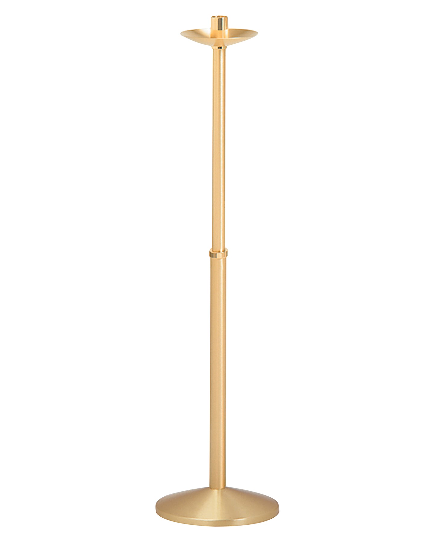 A 42 inch tall solid bronze processional candlestick with a satin finish.