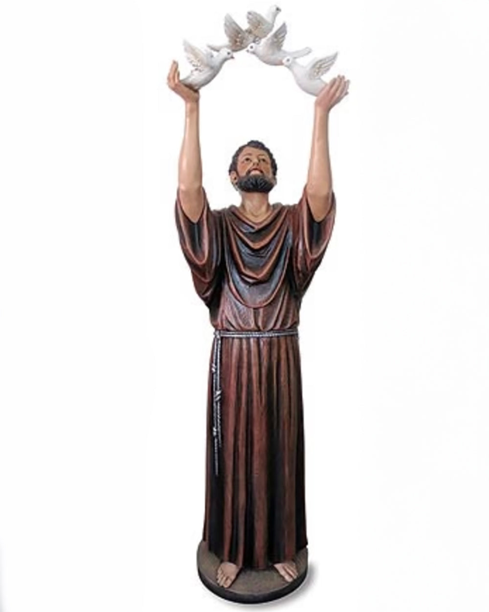Estatua de San Francisco de Asís con palomas de 48"