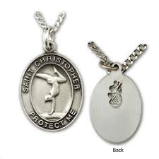 Two silver necklaces with religious pendants on a white background