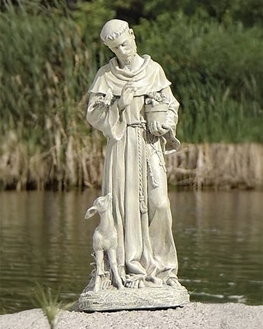 St. Francis of Assisi with Fawn Outdoor Statue 18"