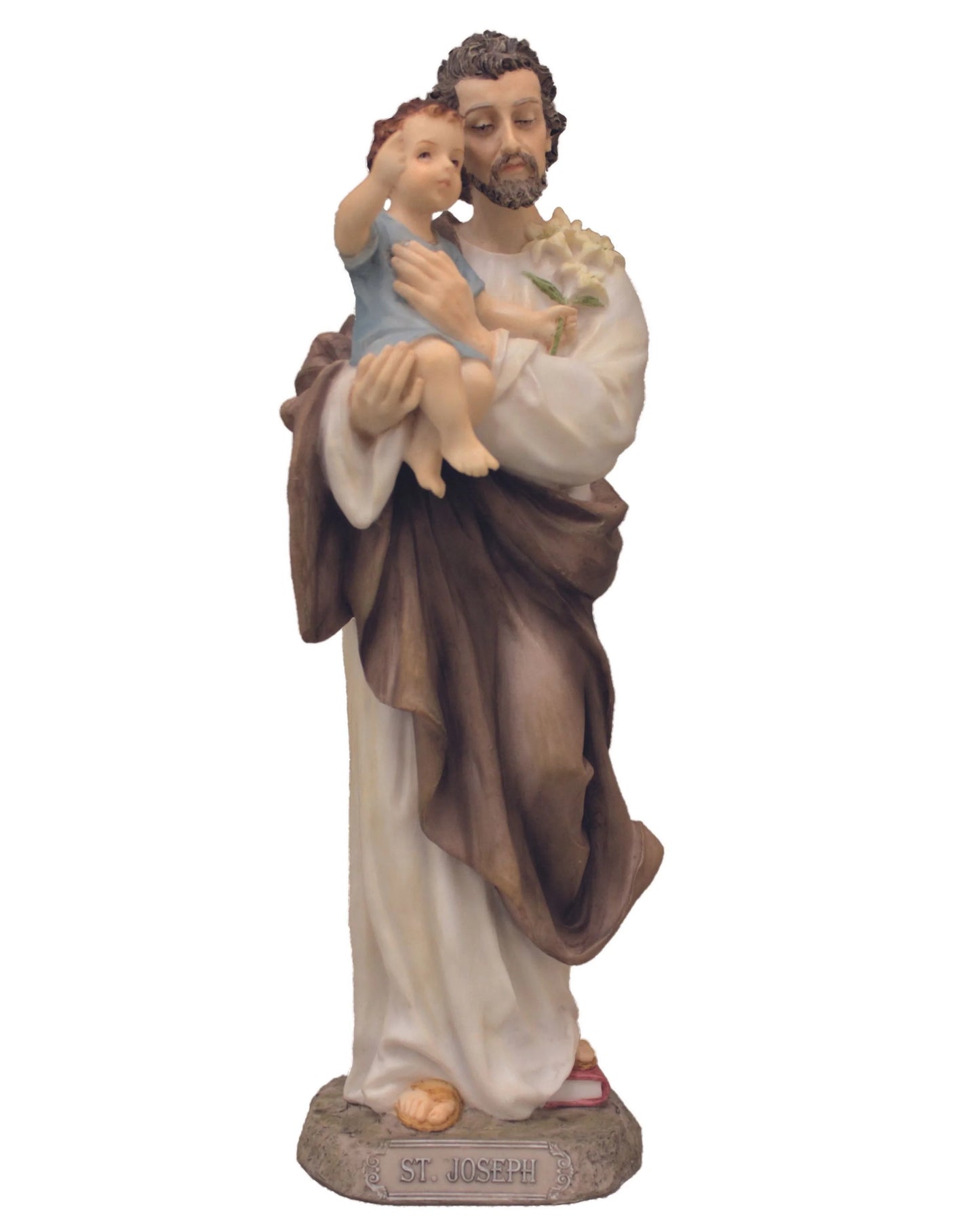 St. Joseph and Child Statue in Hand-Painted Colour 8"