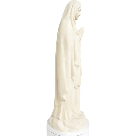 Hand-carved Our Lady of Lourdes Madonna Statue in Wood, Natural