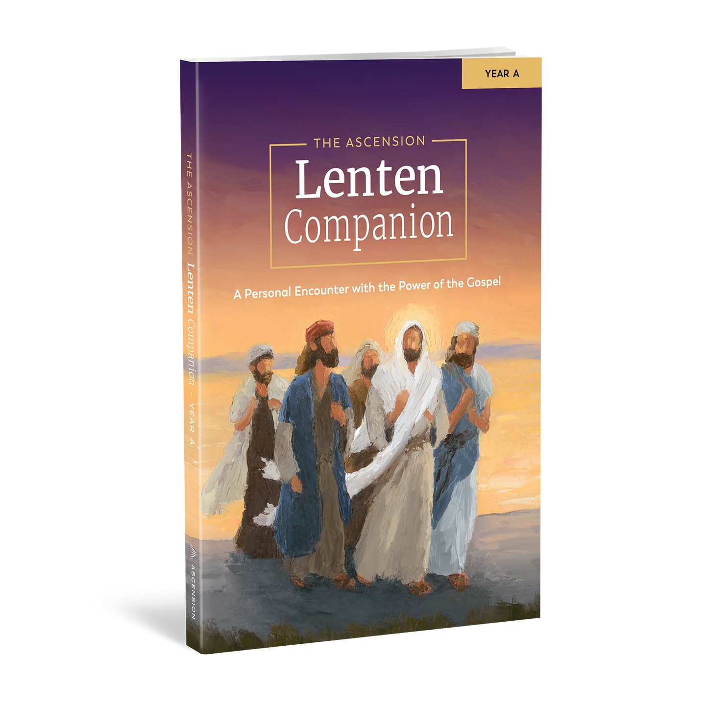 Book titled 'The Ascension Lenten Companion' with a depiction of Jesus and disciples on the cover.