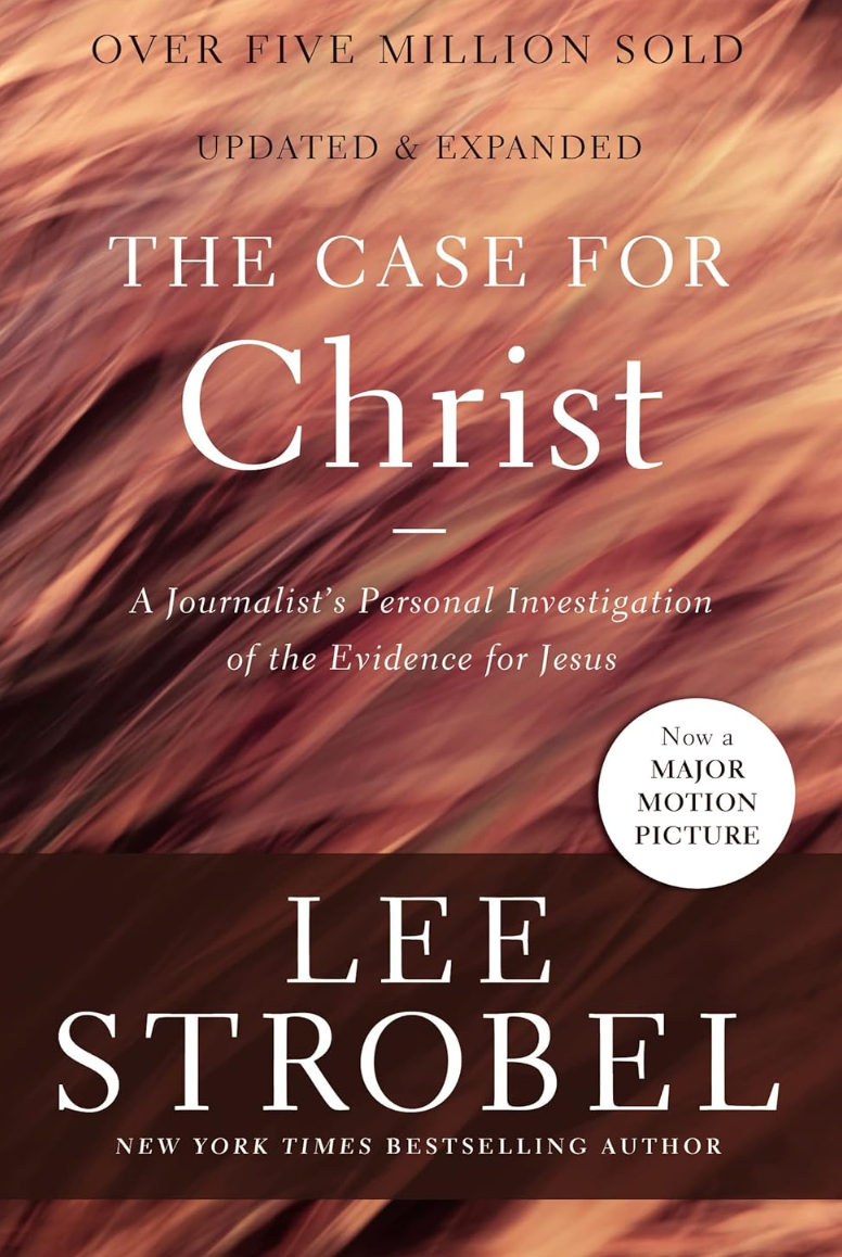 Book cover of 'The Case for Christ' by Lee Strobel with a brown and beige abstract design.