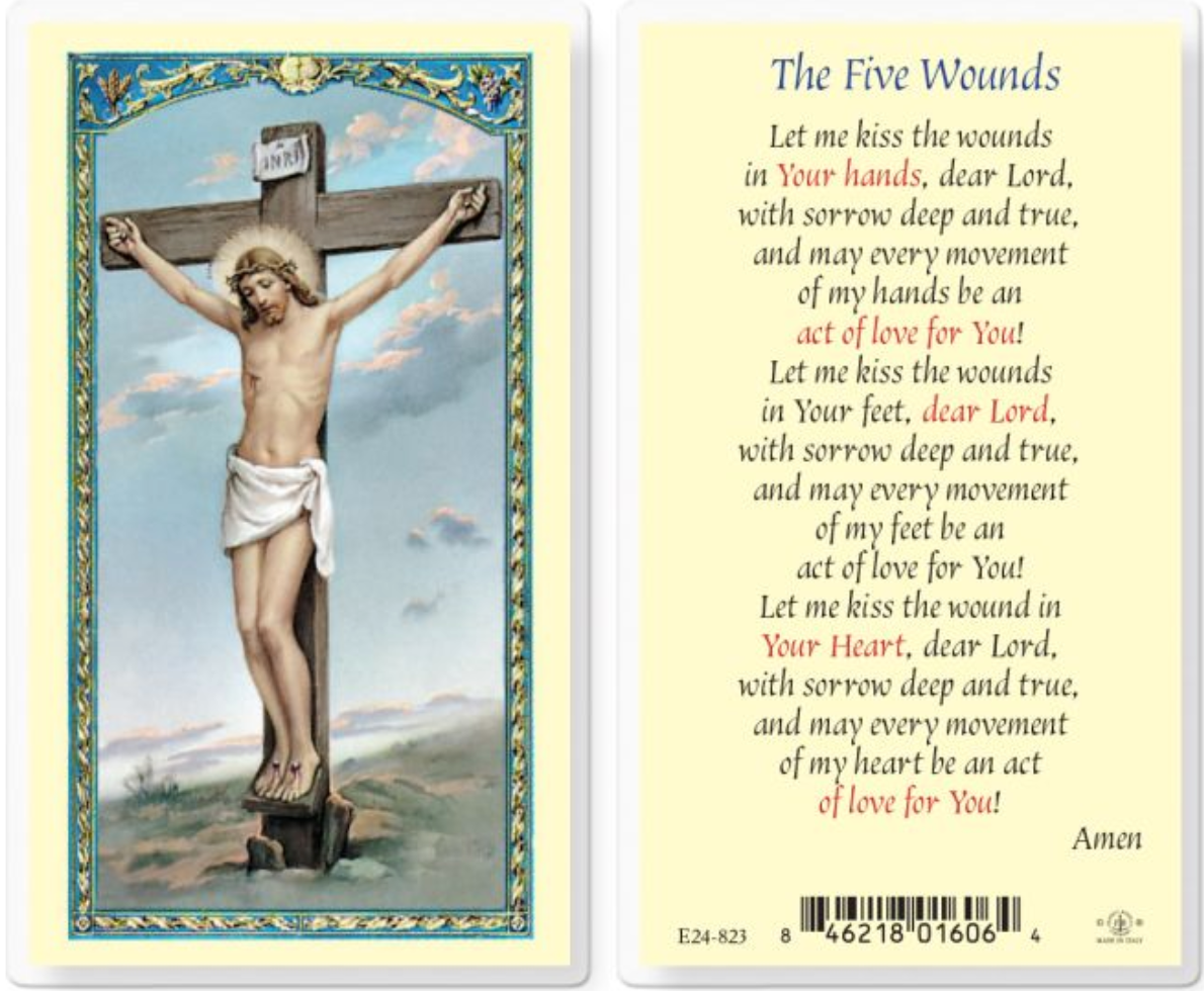 The Five Wounds Holy Card