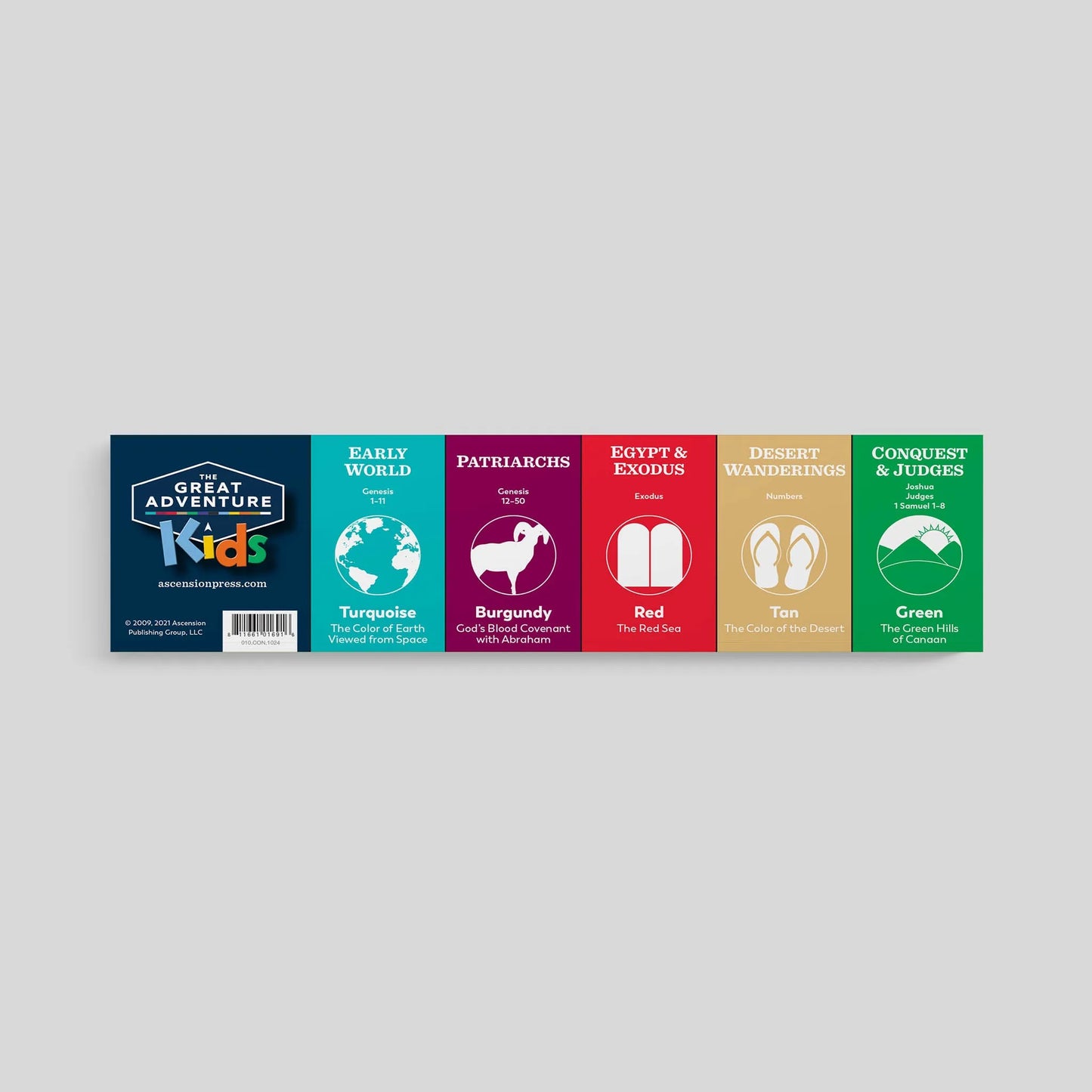 Set of book covers with color swatches on a gray background
