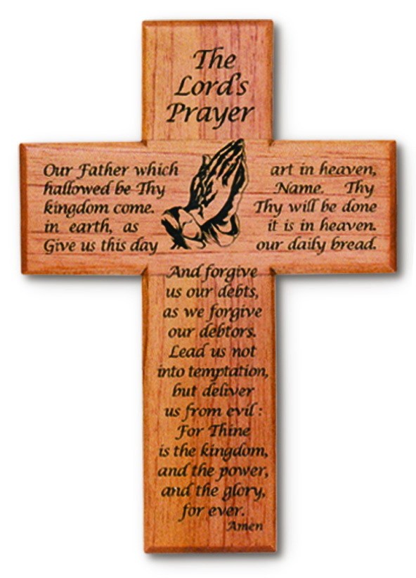 The Lord's Prayer Mahogany Wall Cross 8"