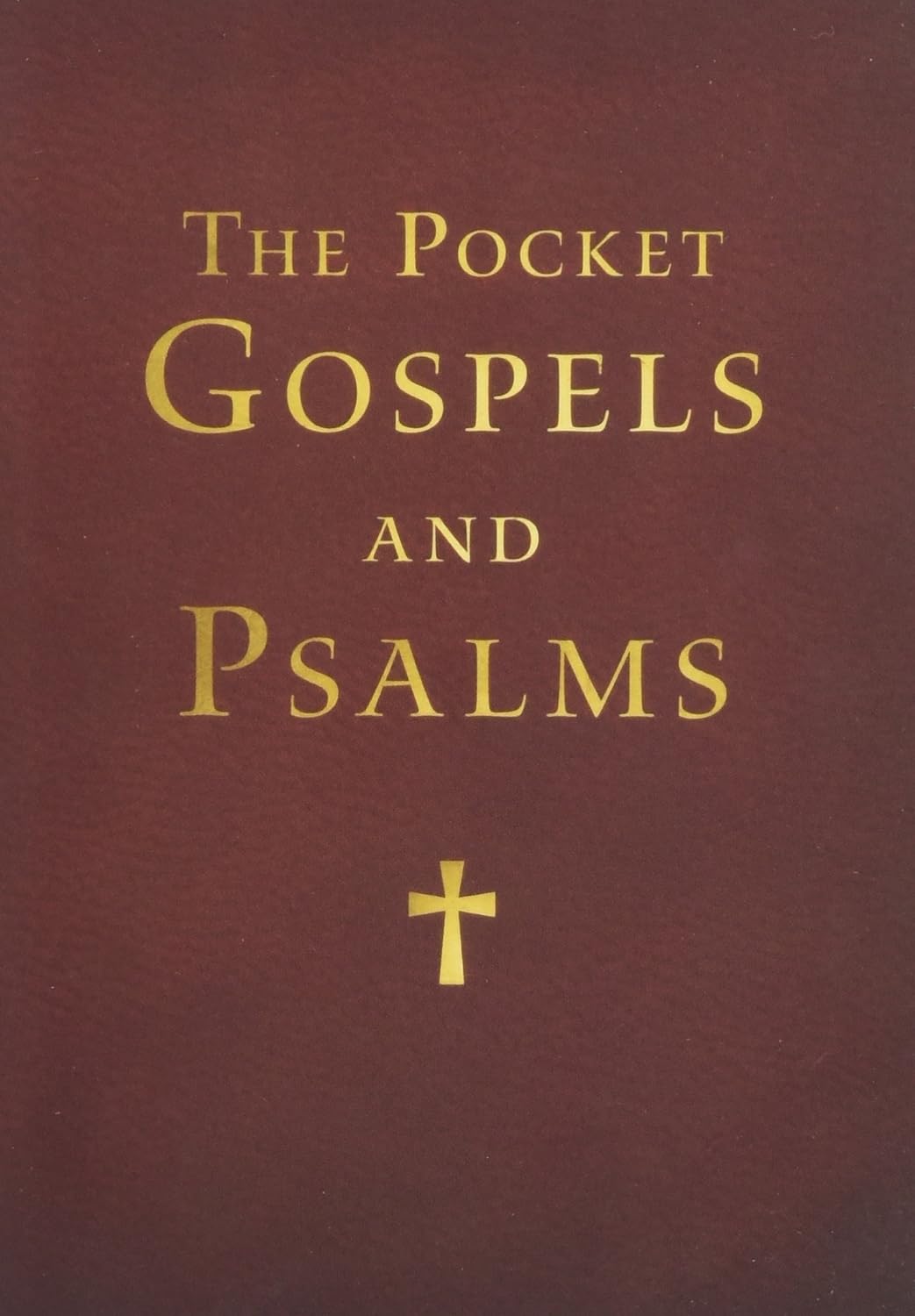 Book cover of 'The Pocket Gospels and Psalms' with gold text and cross symbol on a maroon background