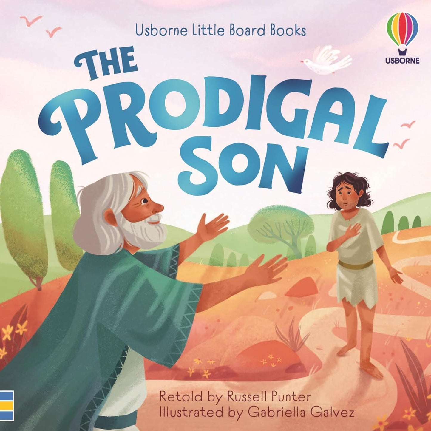 Book cover of 'The Prodigal Son' from Usborne Little Board Books with illustrations of a father and son.
