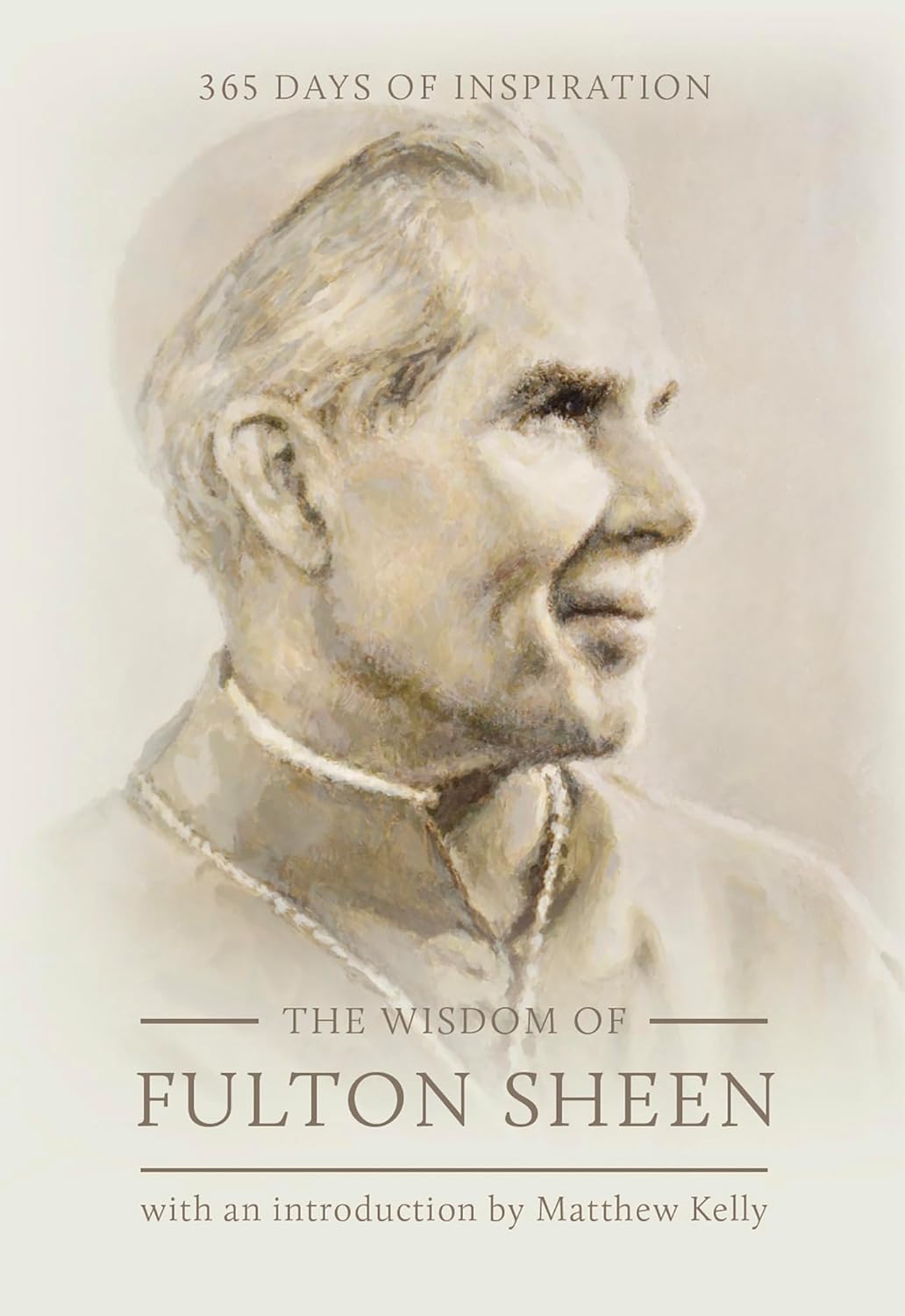 Book cover featuring a profile portrait of Fulton Sheen with text about '365 Days of Inspiration' and 'The Wisdom of Fulton Sheen'.