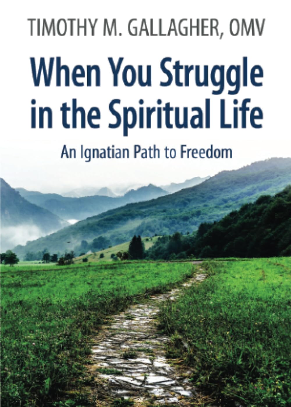 Book cover of 'When You Struggle in the Spiritual Life' with a scenic mountain landscape.