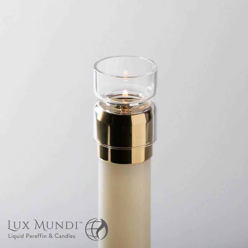 Protector de tiro de cristal Lux Mundi para casquillos de velas de altar
