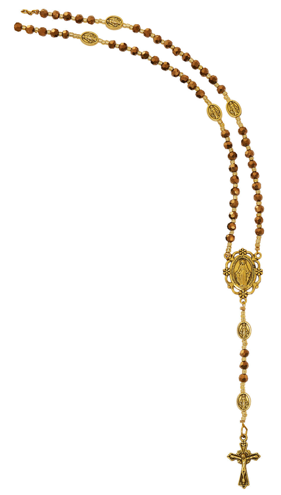 Gold Tone Rosary Necklace