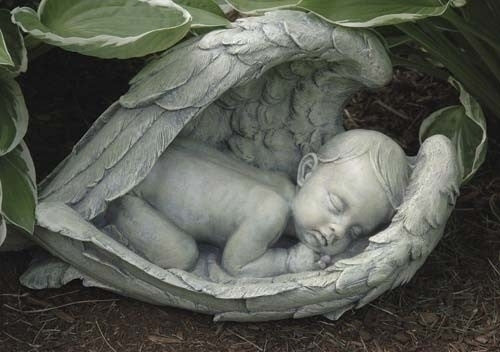 Sleeping Baby in Wings Garden Statue