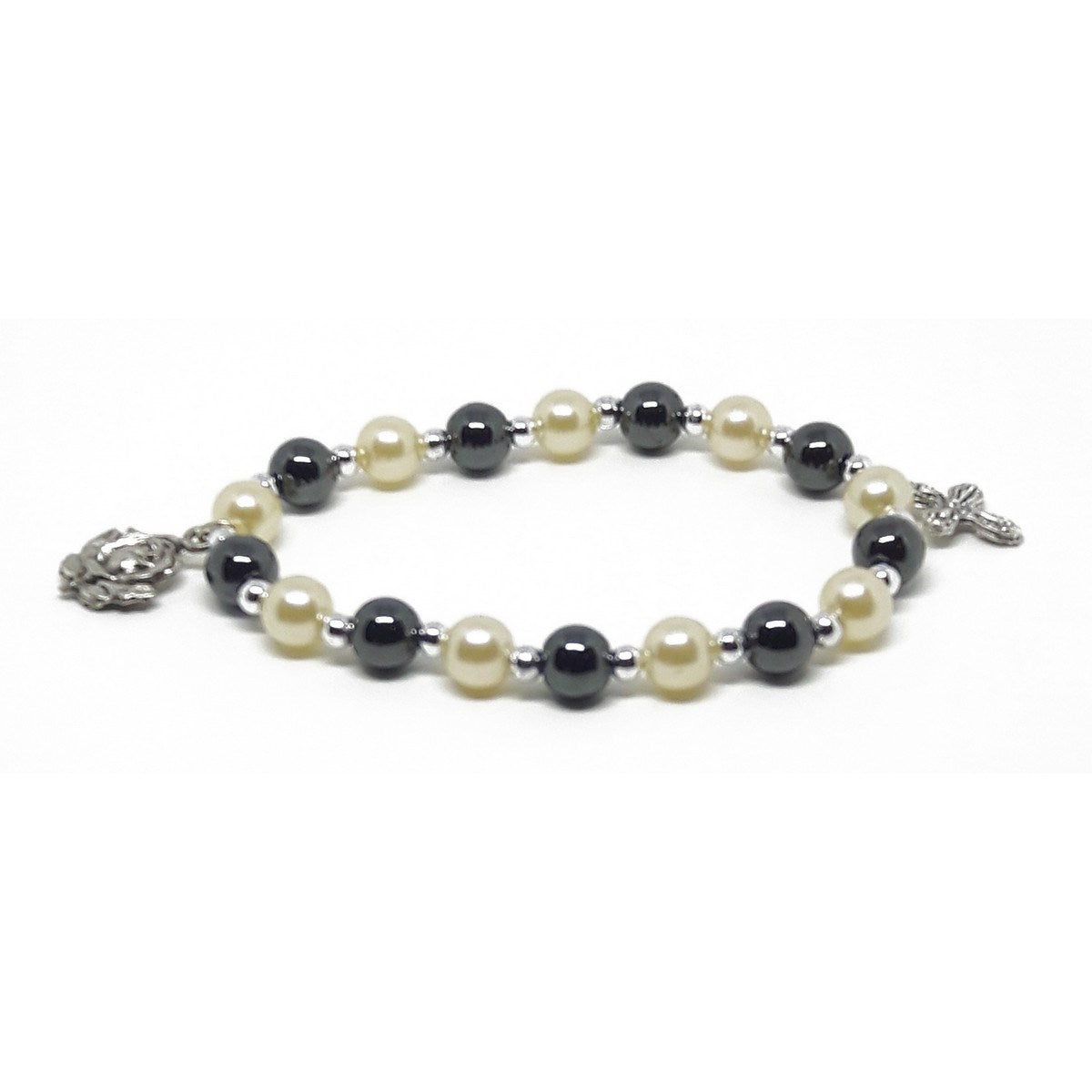 Bracelet élastique en hématite et perles