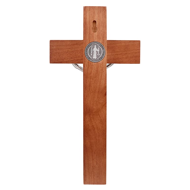 Walnut St. Benedict Wall Crucifix 10"