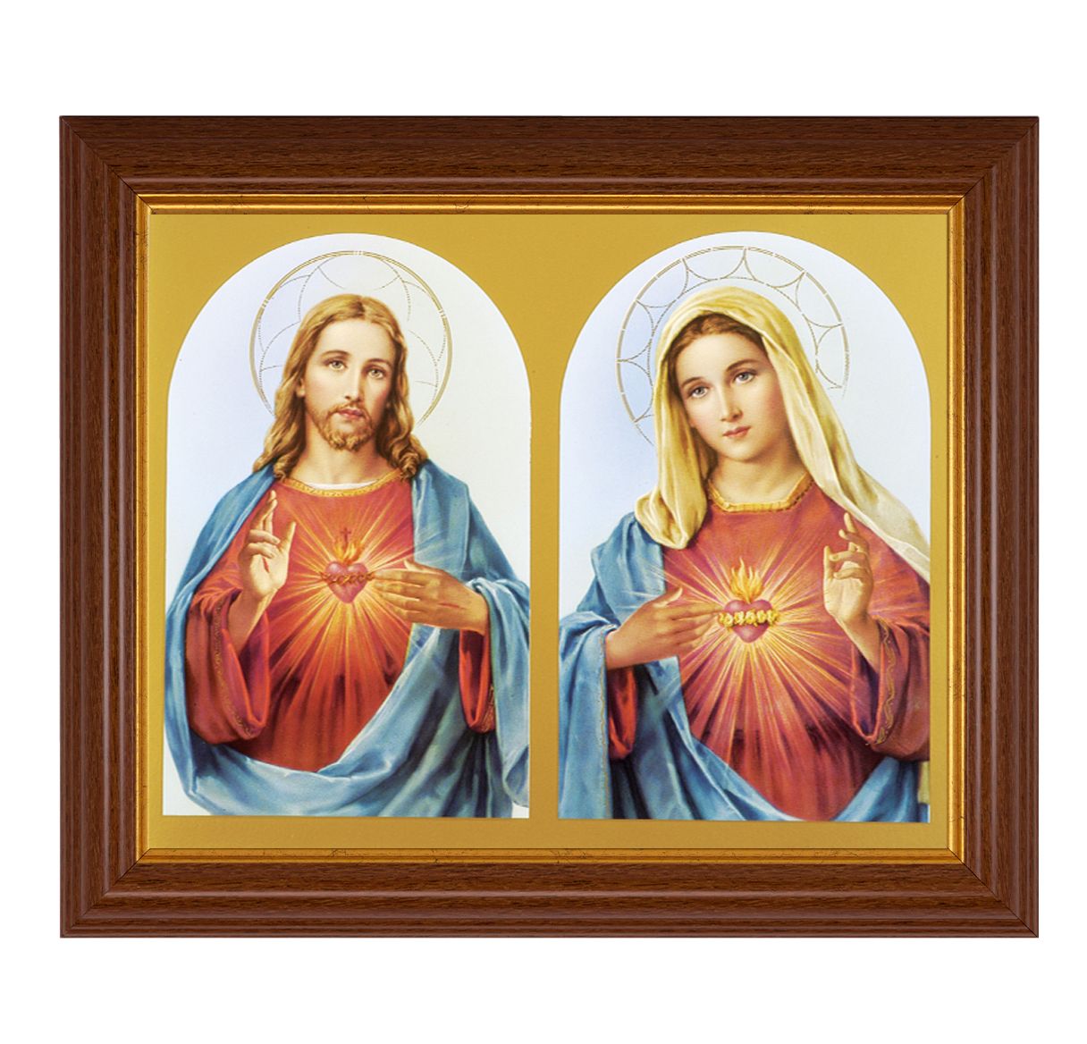 Sacred Heart Walnut Wood Framed Print 10.5" x 12.5"
